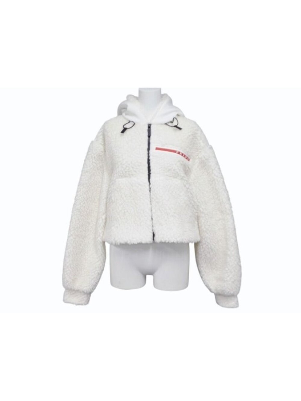 Prada Sports Cropped Double Fleece Jacket White XS
